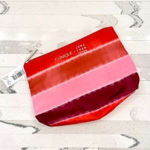 Clinique x Jonathan Cohen Striped Cosmetic Pouch - Pink & Red Limited Edition